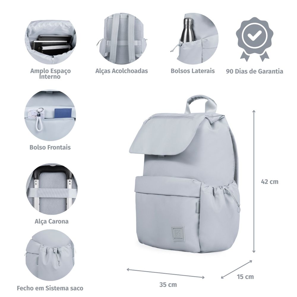 Mochila Feminina Grande Esportiva Puff II Cinza Cod 0226746178001